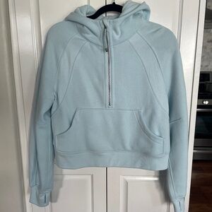 Brand New Lululemon Light  Blue Cropped Half-Zip Hoodie XS/S